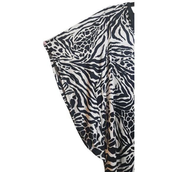 Dots Woman's Blouse Animal Print Black White Embellished Flowy Plus Top Size 2X - Picture 5 of 10